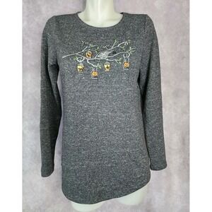 The Quacker Factory Halloween Lanterns Rhinestone Long‎ Sleeve Top Size XS